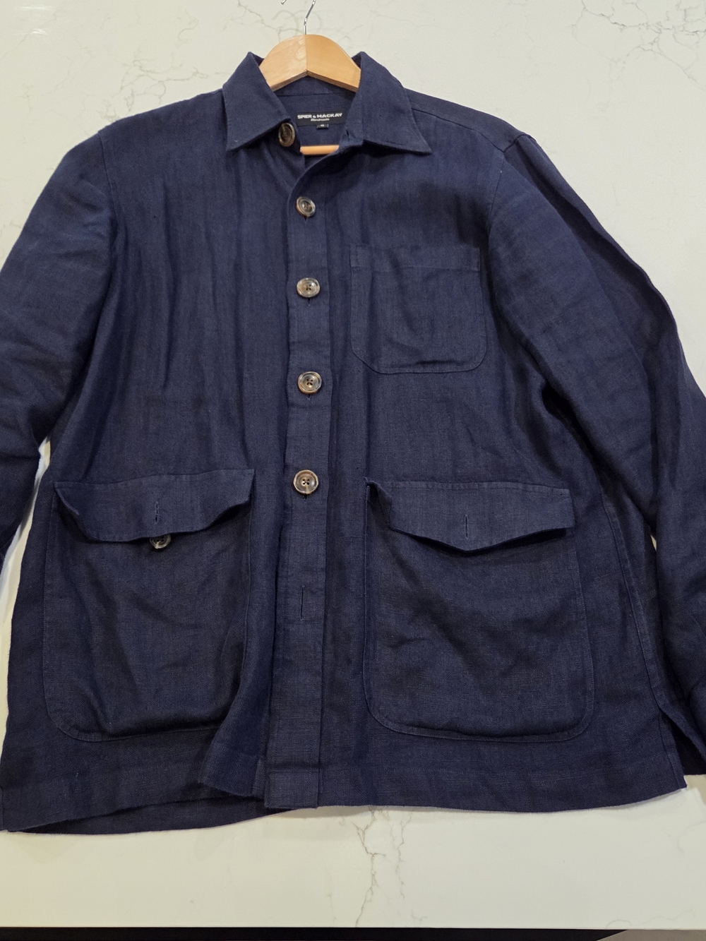 Spier & Mackay Men's Navy Linen Overshirt - Size Medium